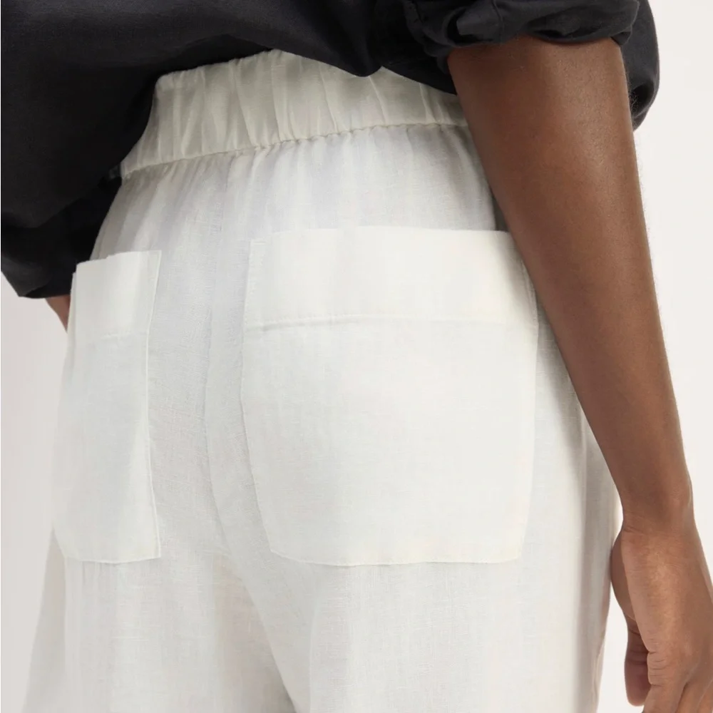 Everlane White Wide-Leg Linen Pants